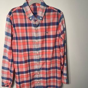 Vineyard Vines boys lightweight cotton madras woven button down.  Size M 12-14